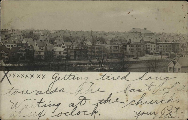 Everett MA Glendale Square District c1905 Real Photo Postcard