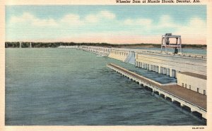 Alabama, Wheeler Dam Muscle Shoals Side View Decatur Anderson, Vintage Postcard