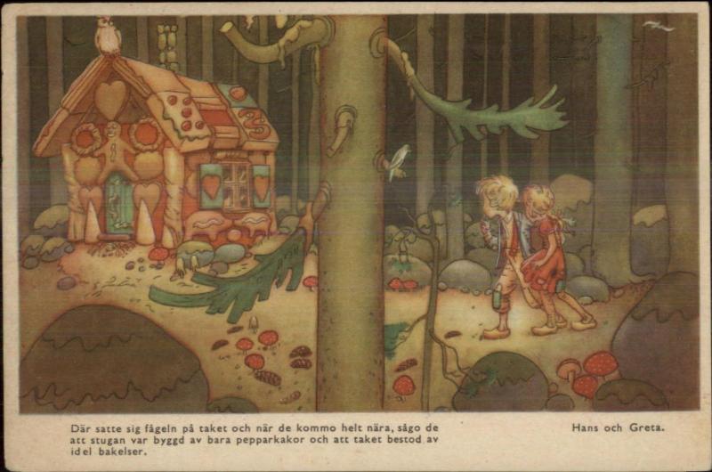 Fairy Tale Hansel & Gretel Swedish Artist Postcard