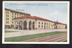 CHEYENNE WYOMING BURLINGTON COLORADO & SOUTHERN RAILROAD DEPOT STATION POSTCARD