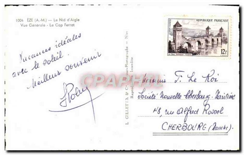 Old Postcard Eze The Nest & # 39Algle Vue Generale Cap Ferrat
