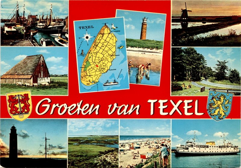 Texel, Netherlands, villages, landscapes, Dutch architecture, modern am Postcard