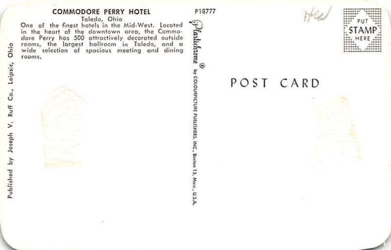 Commodore Perry Hotel Toledo, Ohio OH