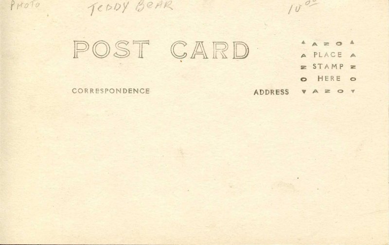 Little Girl with Teddy Bear    RPPC