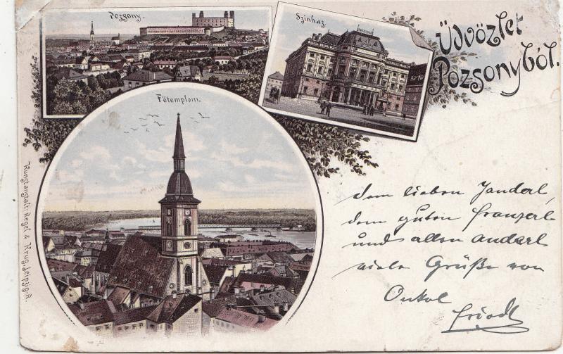 B82673 pozsony pressburg bratislava slovakia litho  front/back scan