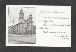 1906 Postcard Sunday School Re-Opens Albany NY!