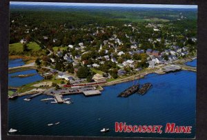 ME Aerial View Harbor Wiscasset Maine Postcard