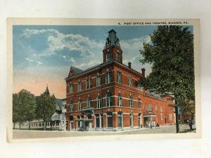 Warren PA Postcard Post Office and Theatre