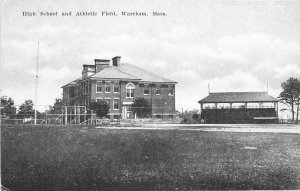 Wareham Massachusetts High School Athletic Field Walters Drug Postcard 21-14495