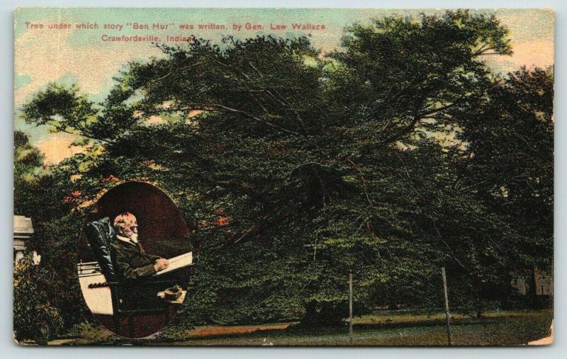 Crawfordsville Indiana~Ben Hur Tree~Written Under~Author Lew Wallace Inset~1910  