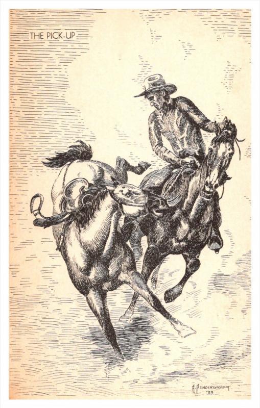 3621  Cowboy catching Horse  signed Pendergraft 1939