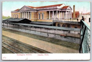 Transport~Omaha Nebraska~Burlington Railroad Station Exterior~Vintage Postcard