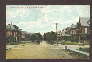 HAGERSTOWN MARYLAND DOWNTOWN BROADWAY STREET SCENE VINTAGE POSTCARD