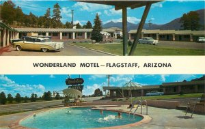 Postcard Arizona Flagstaff Wonderland Motel Swimming Pool autos Bradshaw 23-9837
