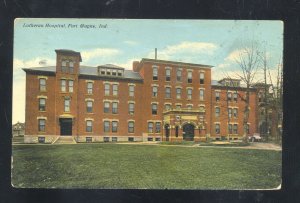 FORT WAYNE INDIANA LUTHERAN HOSPITAL BUILDING VINTAGE POSTCARD 1911