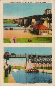 Winnipeg Manitoba The Locks of Red River Lockport FTWM & WPG RPO Postcard H12