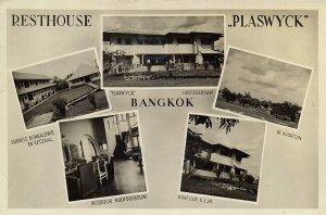 siam thailand, BANGKOK, Resthouse Plaswyck, Office KLM, Dutch RPPC Postcard