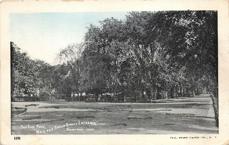 Bridgeport Connecticut c1905 Postcard Sea Side Park Main & Broad Entrance