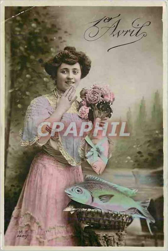 Old Postcard April 1st Woman