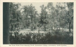 North Carolina Greensboro College Front Walk from Rotunda Porch B&W Postcard