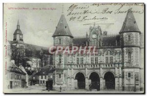 Old Postcard Auxi le Chateau City Hall and Church