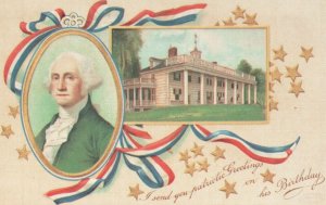 George Washington, Send You Patriotic Greeting On His Birthday, Vintage Postcard