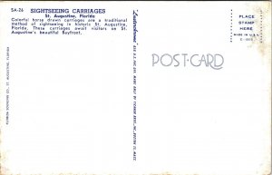 St Augustine Florida Sightseeing Carriages Palm Trees Fountain Chrome Postcard 