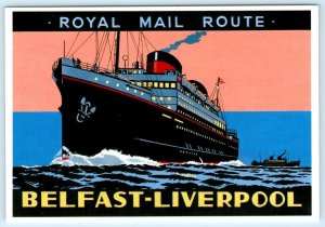 ROYAL MAIL ROUTE Repro Advertising BELFAST LIVERPOOL Colin Ashford 4x6 Postcard