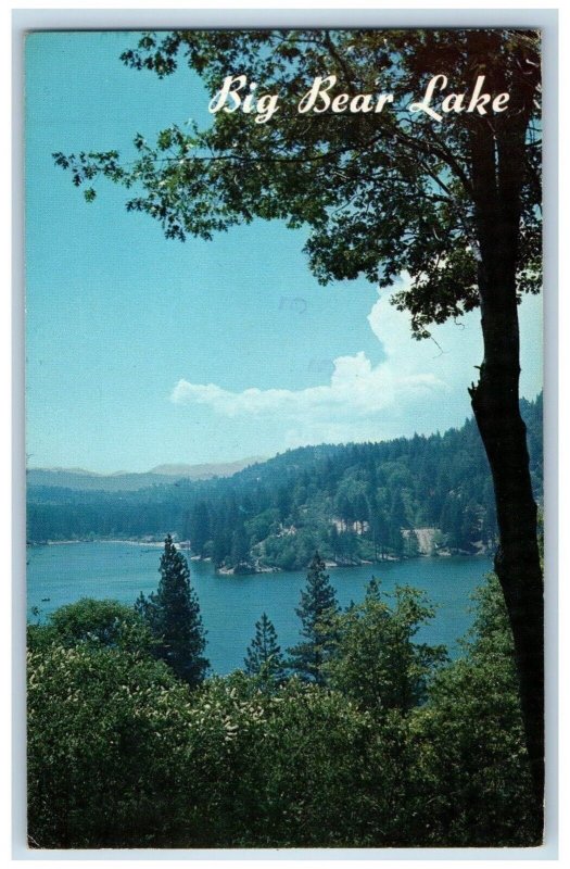 Big Bear Lake California CA Postcard Picturesque Lake High San Bernardino c1967