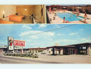 Unused Pre-1980 OLD CARS & RAMADA INN MOTEL Cortez Colorado CO s6971@