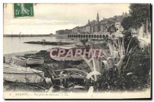 Old Postcard Menton Garavan View from Boat