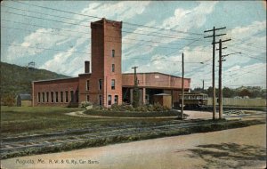 AUGUSTA ME AW & G Railway Car Barn c1910 Postcard