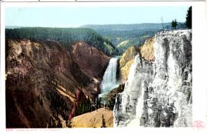 YELLOWSTONE, DETROIT PUBLISHING, LOWER FALLS OF THE YELLOWSTONE, DIVIDED BACK