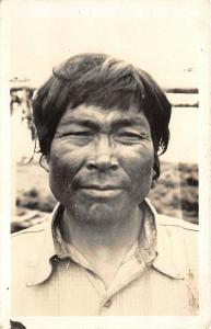 ALASKA Eskimo Man 1940s RPPC Real Photo Postcard