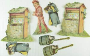 1880's Ding, Dong Bell Paper Doll Toy Set Lion Coffee Victorian Lot PD5