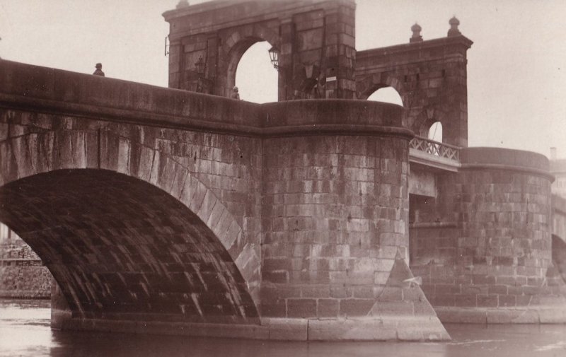 Eesti Tartu Estonia Man Peering Over Bridge Antique Postcard