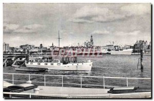 Old Postcard Antwerpen Zicht op Scheide Antwerp View Schelde I Boat