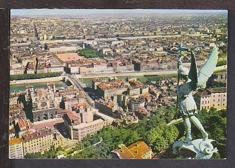 Bird's Eye View Lyon France Postcard BIN 