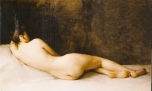 Nude. Nu Allongé, by Emmanuel Benner Fine painting, modern Spanish PC . Size