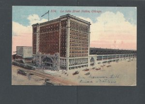 1913 Post Card Chicago IL La Salle Station  Built 1852