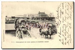 Old Postcard Barnum and Bailey Circus Unloading of special trains Horses Clown