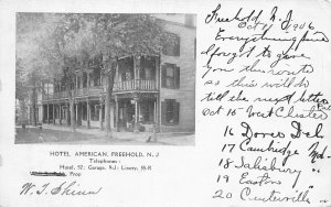 Hotel American Freehold New Jersey 1906 postcard