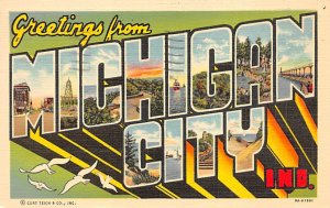 Greetings from Michigan city, Indiana Large Letter 1941 