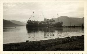 iceland, Icelandic State Shipping Company Steamer Esja (1940s) RPPC Postcard