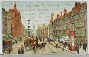 London, HOLBORN Street View, Horse Carriage Street Vendors c1905 Postcard K18