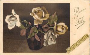 Sainte Anne greetings postcard roses vase flowers