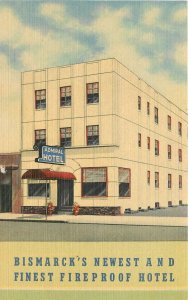 Postcard North Dakota 1940s Admiral Hotel roadside occupation Teich 23-8355