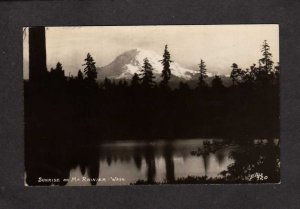 WA Sunrise on Mt Mount Rainer Washington State Real Photo Postcard RPPC RP