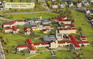 WICHITA, KS Kansas  THE KANSAS MASONIC HOME~Aerial View   c1940's Linen Postcard