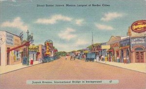 Mexico Juarez Juarez Avenue With International Bridge in Background 1953